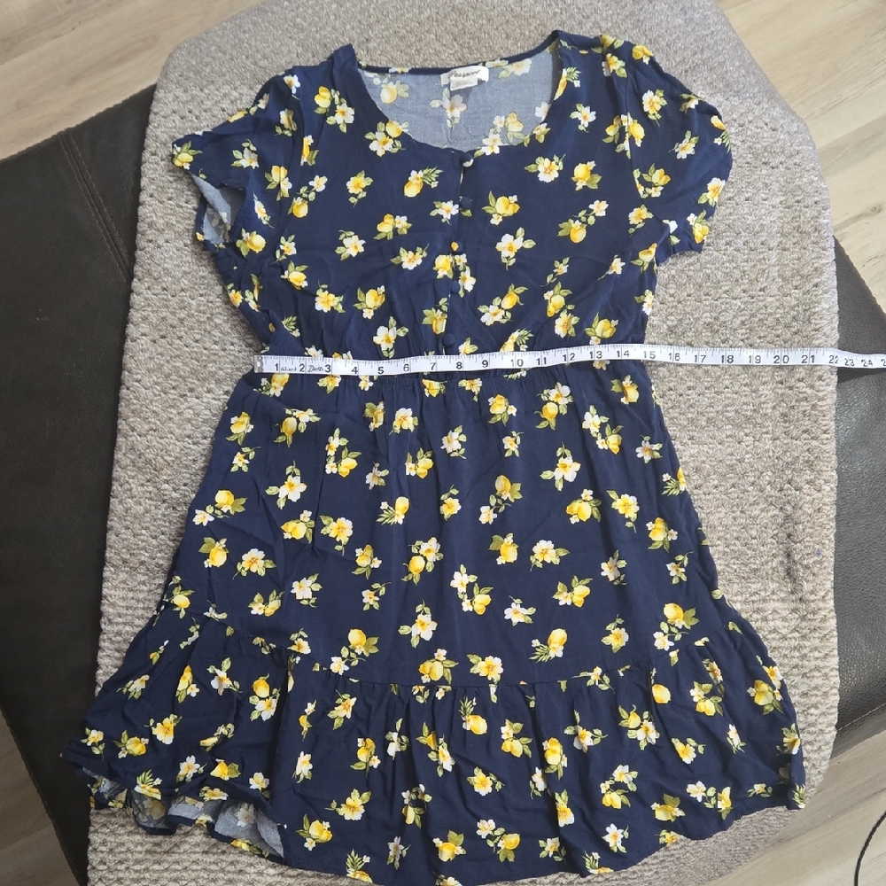 Floral Navy Blue Lemon Dress